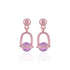 Pink earrings with purple gemstones