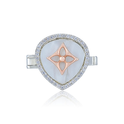 925 Sterling Silver Rose Glow Dainty Halo Dual tone Coat pin for Men