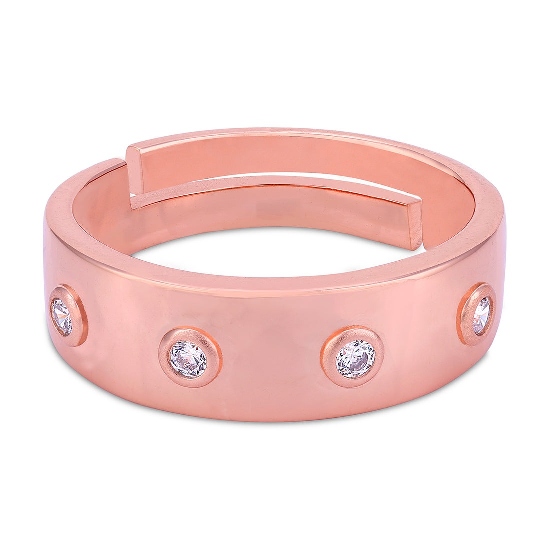 925 Sterling Silver Rose Gold Finish Bold Flat Band Ring for Men