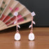 925 Sterling Silver Rose Gold Flora Curve Pearl Charms Earrings for Women