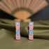 925 Sterling Silver Rose Gold Glam  Stacked Blue Inlays Earrings for Women