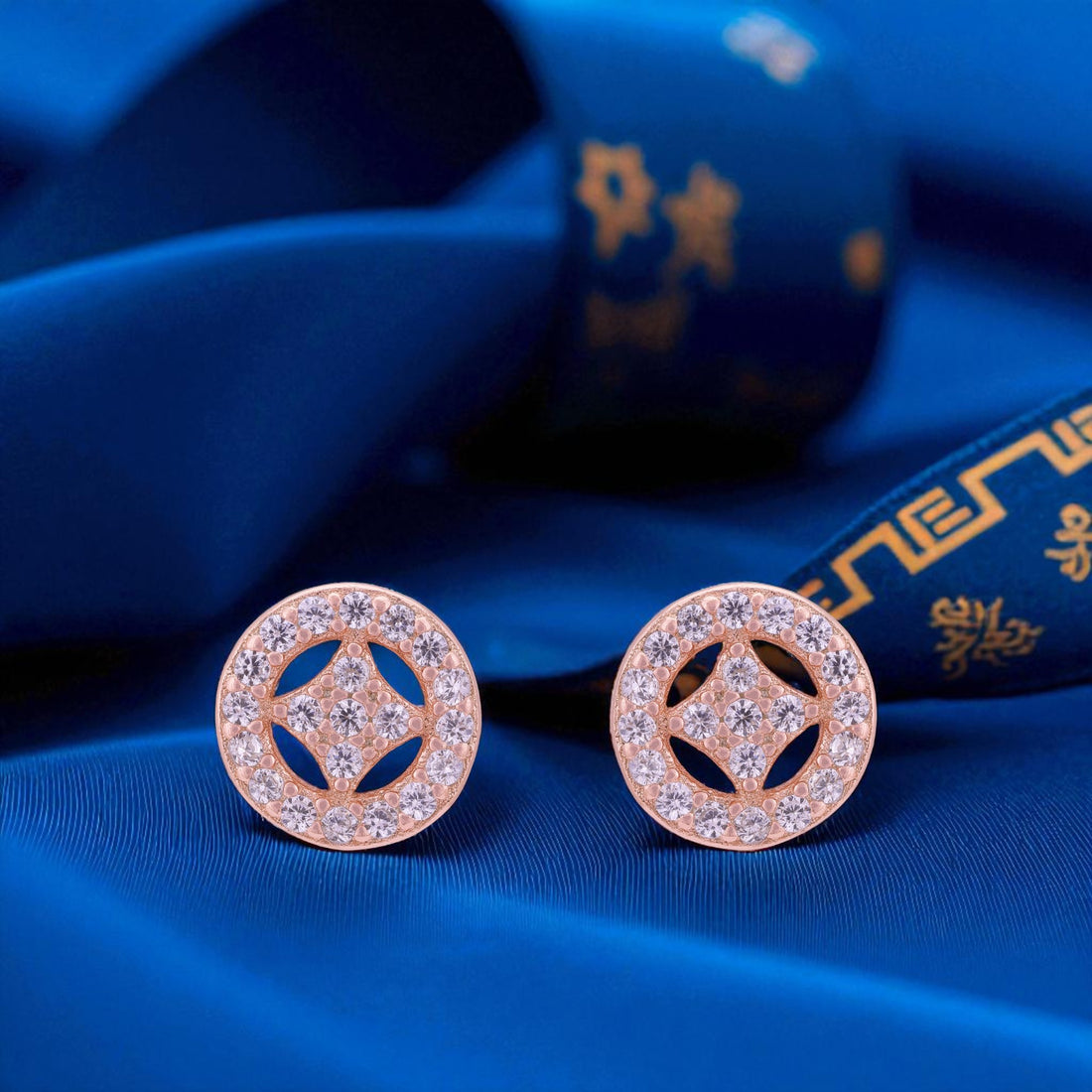 925 Sterling Silver Rose Gold Halo Circle Earrings for Women