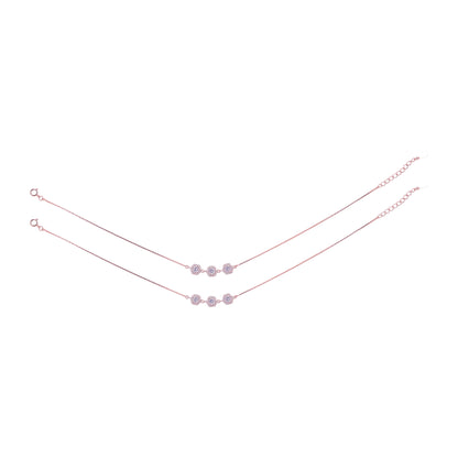 925 Sterling Silver Rose Gold Honeycomb Shine Anklets For Women