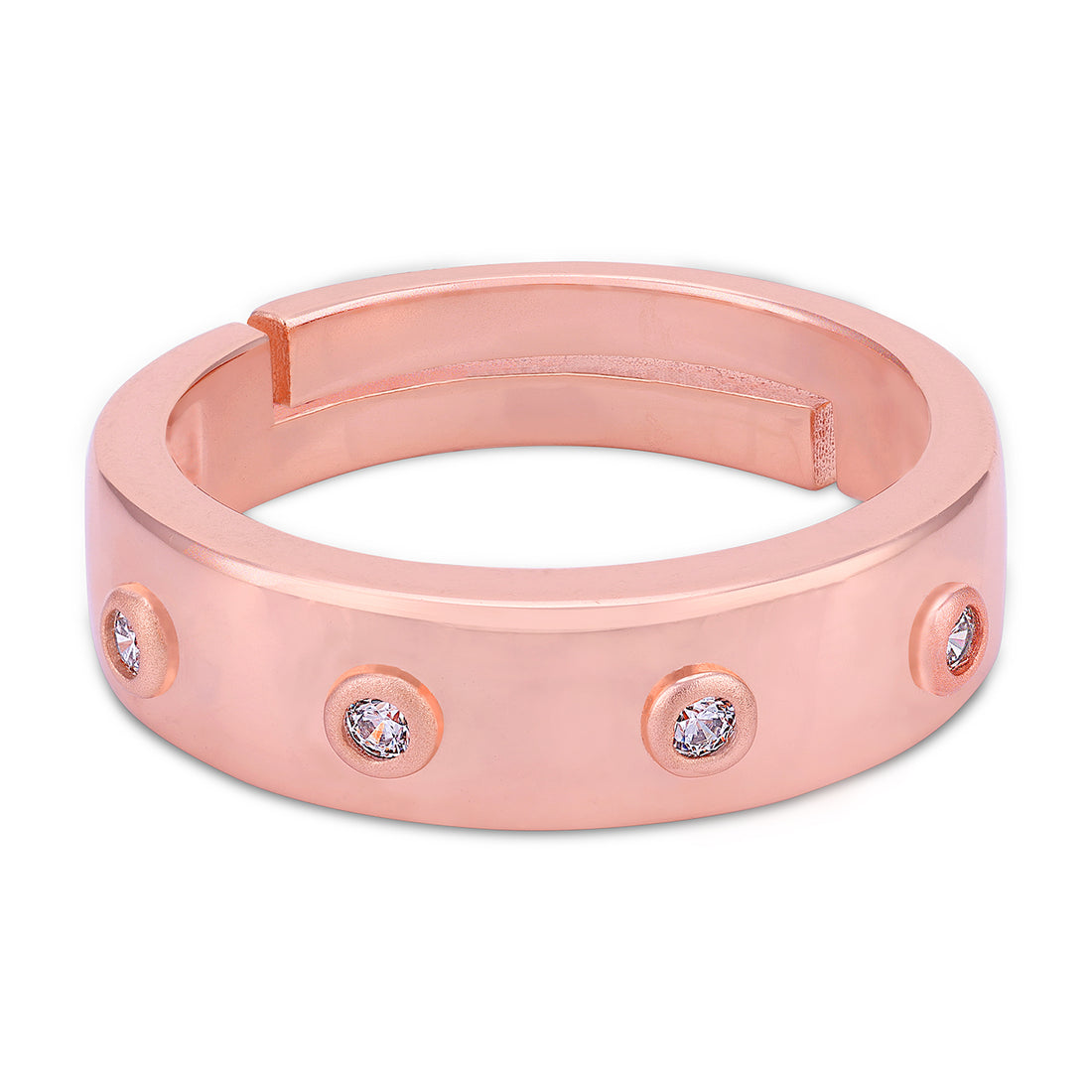 925 Sterling Silver Rose Gold Minimalist with Flush Bezel Ring for Women