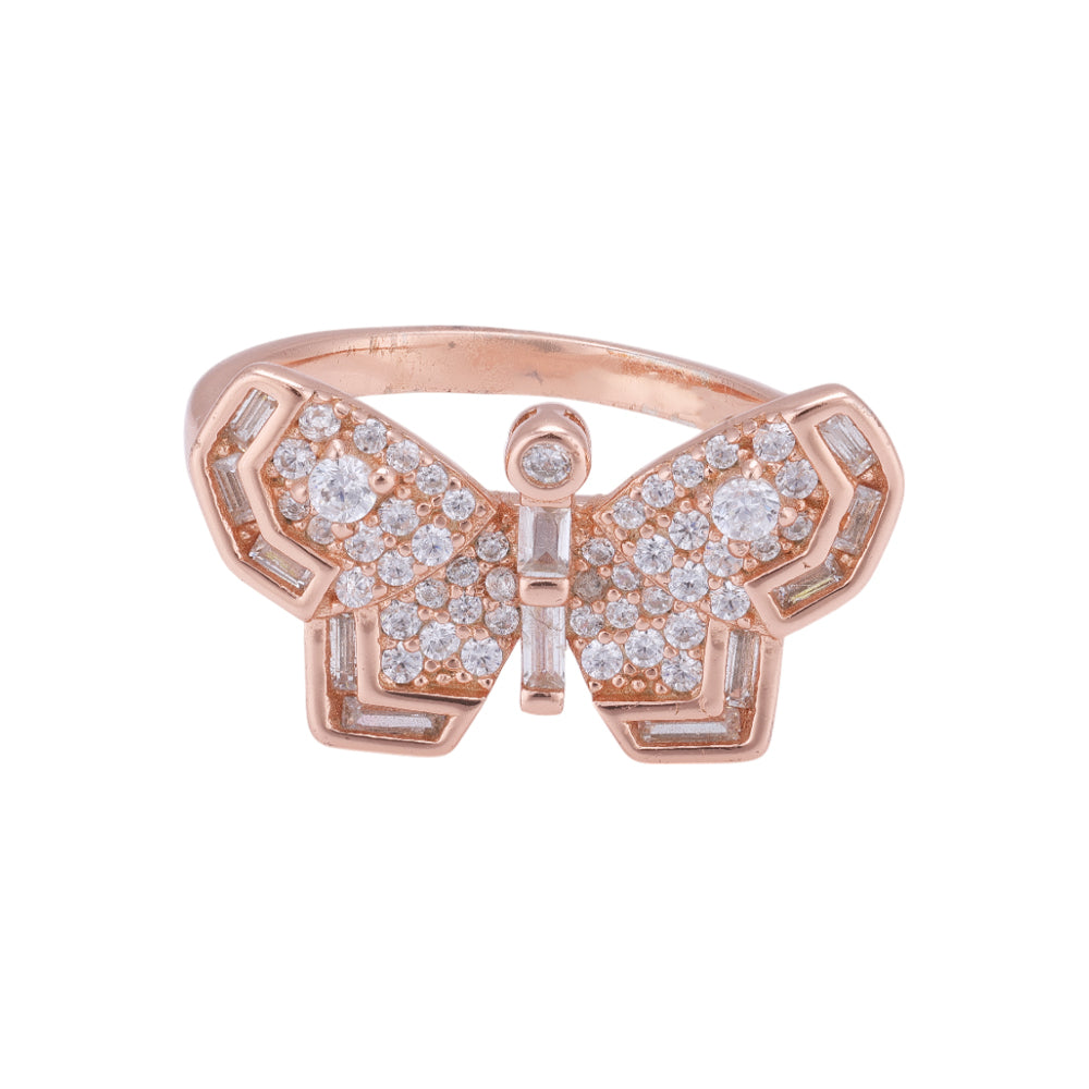 925 Sterling Silver Rose Gold Plated Butterfly Ring for Women