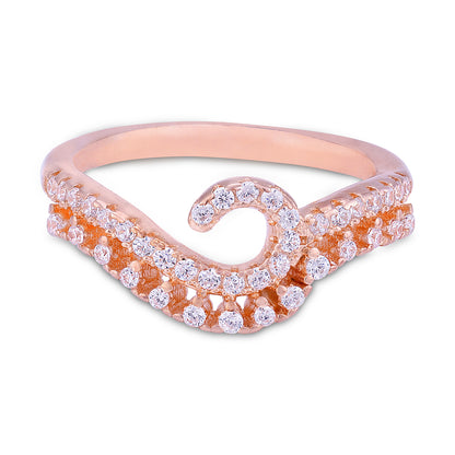 925 Sterling Silver Rose Gold Plated Curved Spiral Ring for Women
