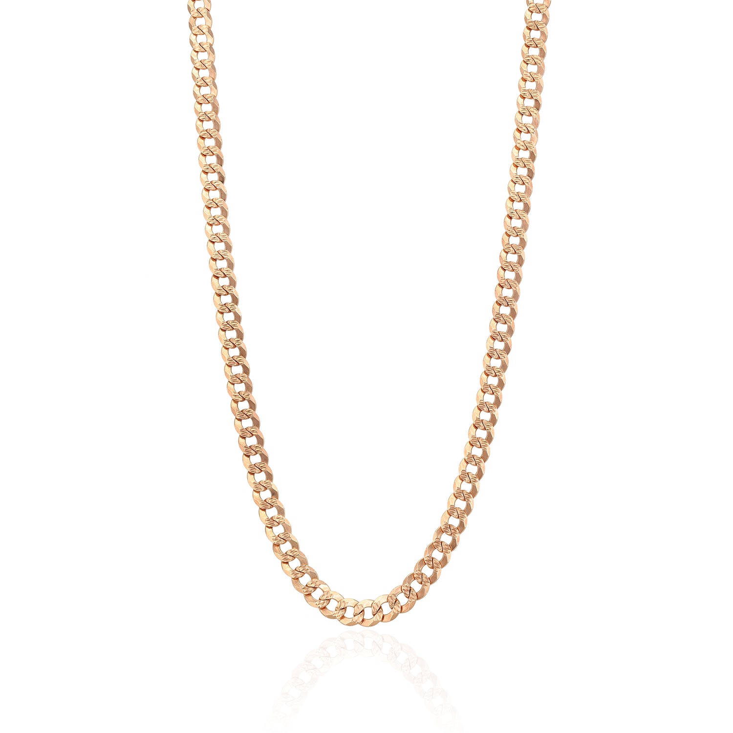 925 Sterling Silver Rose Gold Plated Dominus Curb Chain for Men