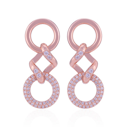 925 Sterling Silver Rose Gold Plated Dual Circle Earring for Women