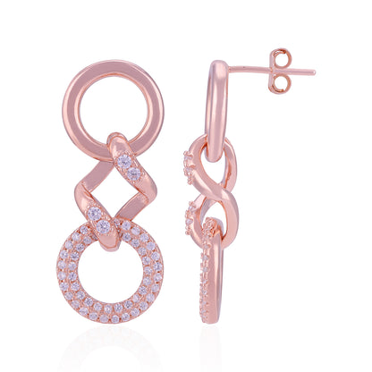 925 Sterling Silver Rose Gold Plated Dual Circle Earring for Women