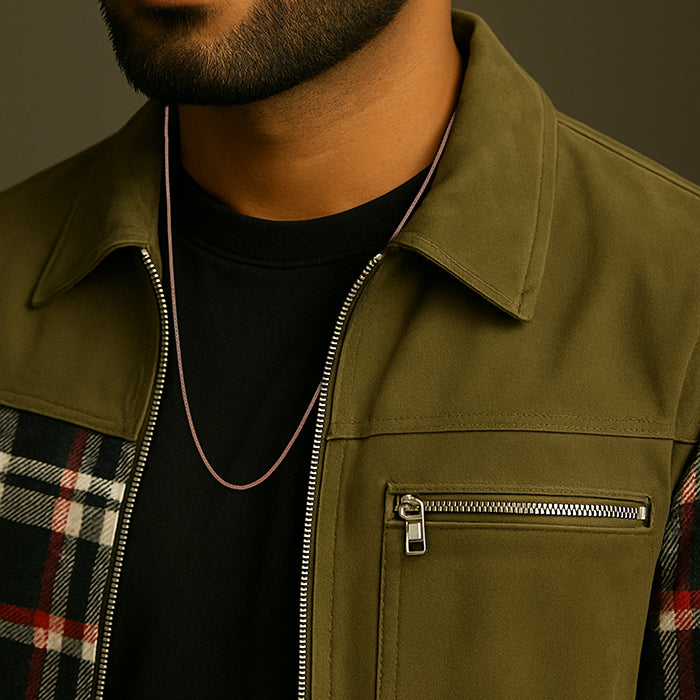 925 Sterling Silver Rose Gold Plated Lattice Flex Chain for Men