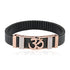 925 Sterling Silver Rose Gold Plated ‘Om’Symbol Black Ceramic Panels Strip Accents Bracelet for Men