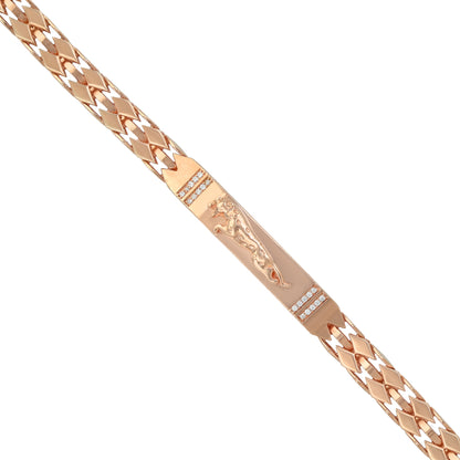 925 Sterling Silver Rose Gold Plated Regal Claw Panther Mesh-Link Bracelet for Men