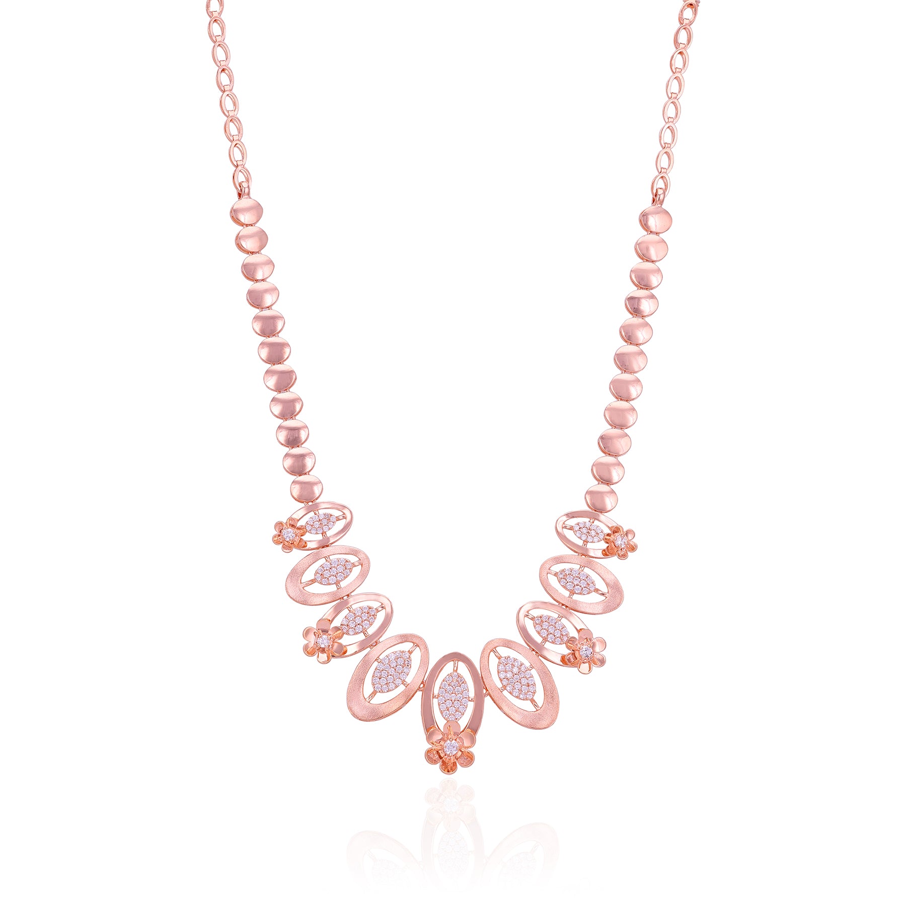 925 Sterling Silver Rose Gold Plated Rosy Horizon Petal Neckalce for Women
