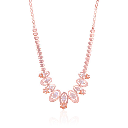 925 Sterling Silver Rose Gold Plated Rosy Horizon Petal Neckalce for Women