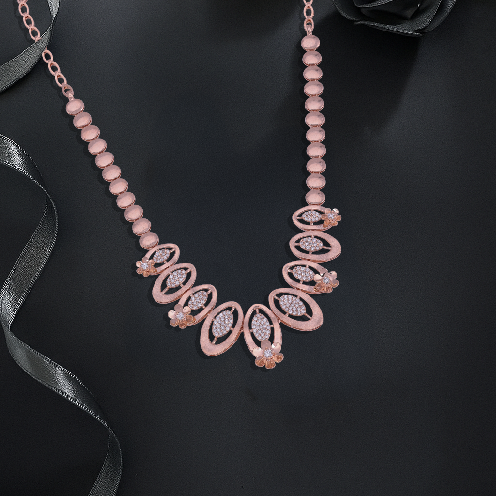 925 Sterling Silver Rose Gold Plated Rosy Horizon Petal Neckalce for Women