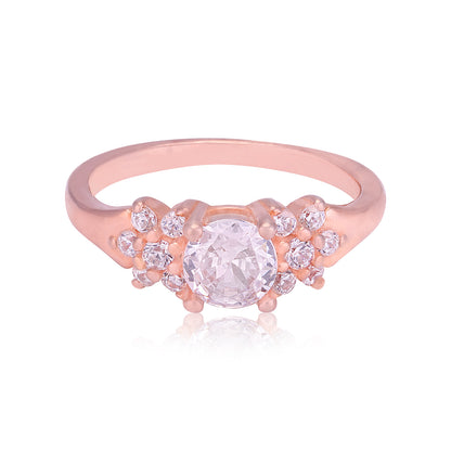 925 Sterling Silver Rose Gold Plated Round Solitaire Cluster Ring for Women