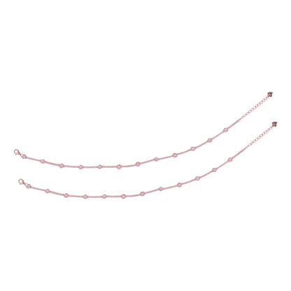 925 Sterling Silver Rose Gold Serenity Spark Anklets For Women
