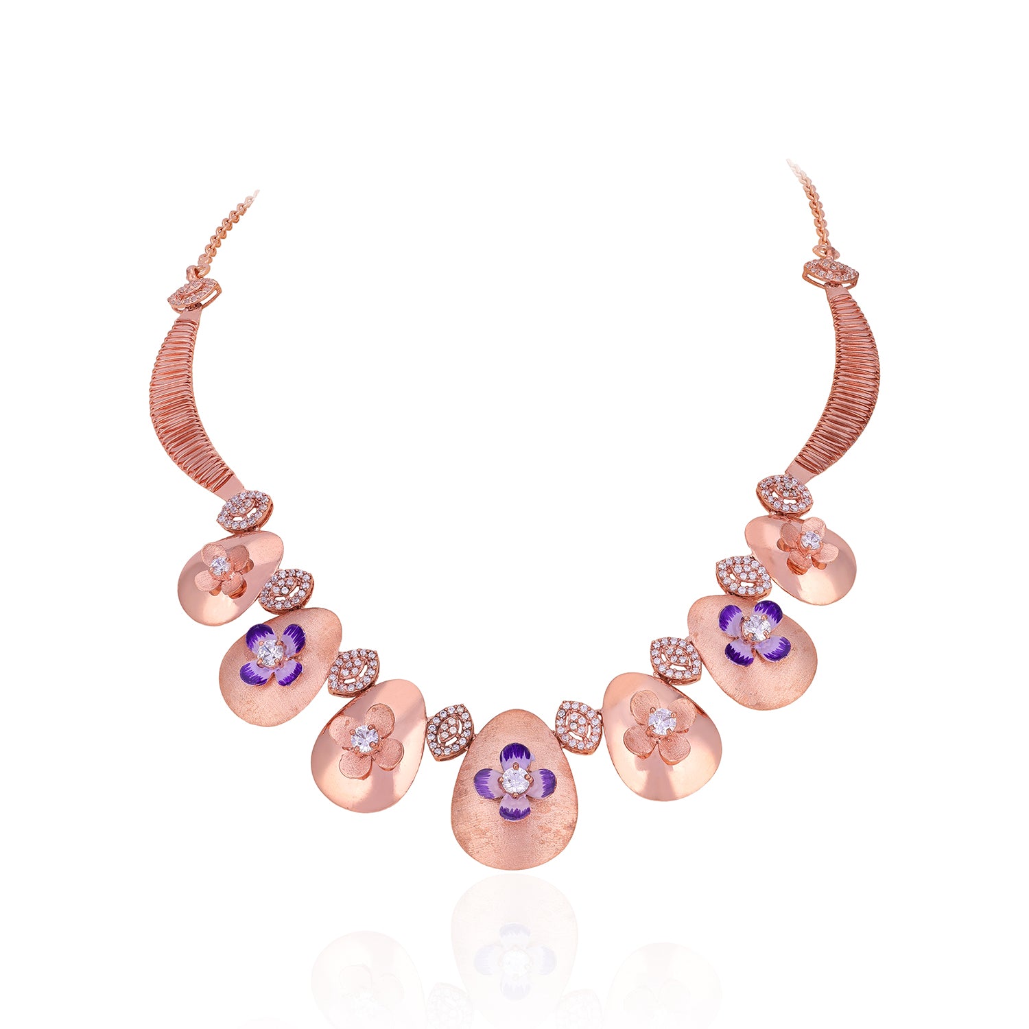 925 Sterling Silver Rosegold Plum Blossom Radiance Necklace For Women