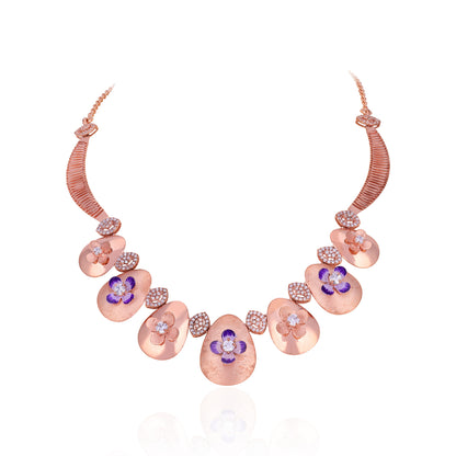 925 Sterling Silver Rosegold Plum Blossom Radiance Necklace For Women