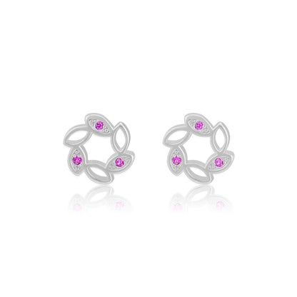 925 Sterling Silver Rosette Circle Rhodium Plated Earrings For Women
