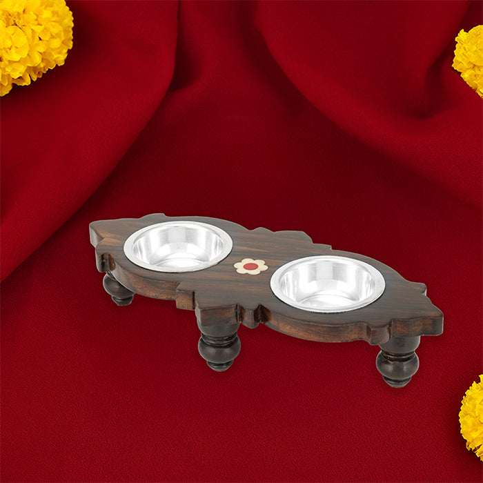925 Sterling Silver Rosewood Kumkum Haldi Holder For Rituals Online Shopping
