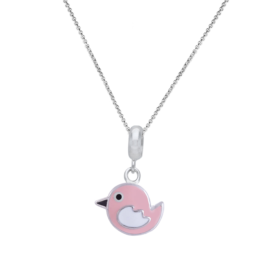 925 Sterling Silver Rosy Wings Rhodium Plated Pendant For Kids