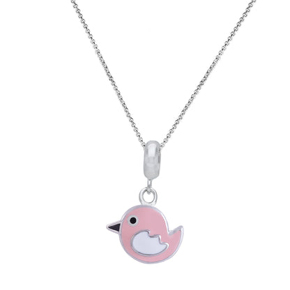 925 Sterling Silver Rosy Wings Rhodium Plated Pendant For Kids