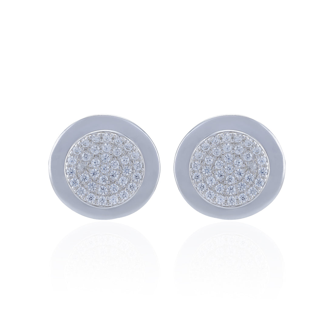 925 Sterling Silver Round Halo Crystal Stud for Women