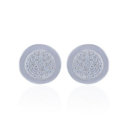 925 Sterling Silver Round Halo Crystal Stud for Women