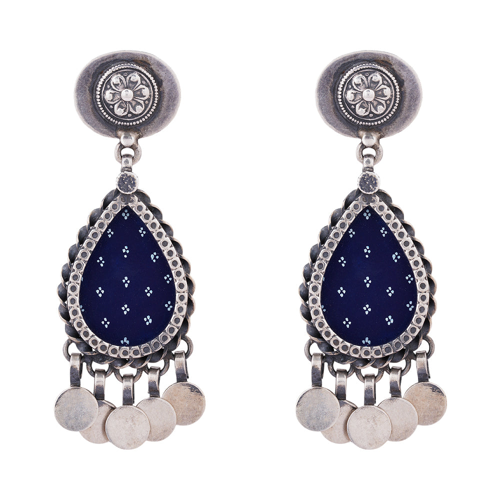 925 Sterling Silver Royal Blue Enamel Earring