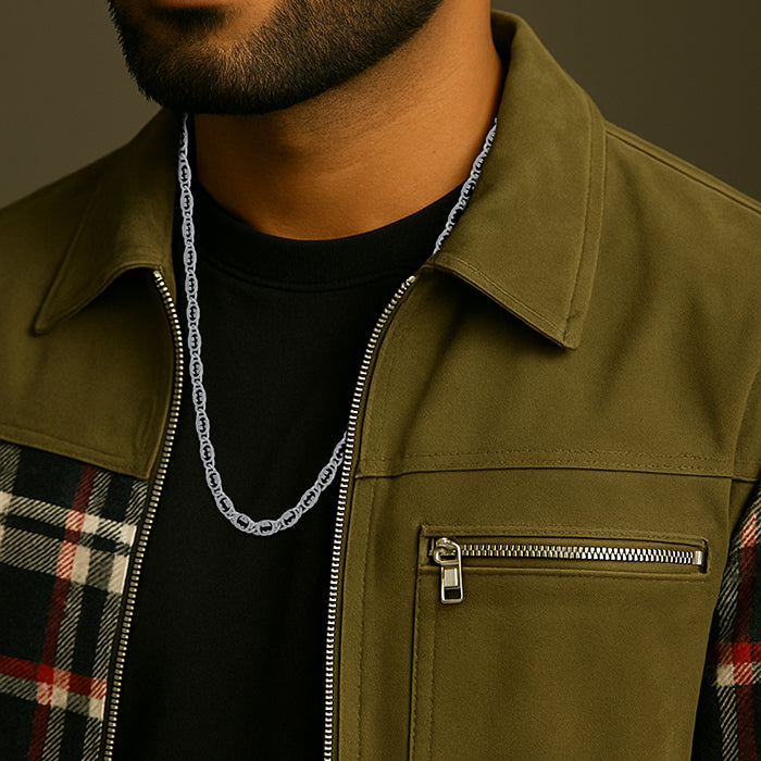 925 Sterling Silver Royal Crest Statement Chain for Men