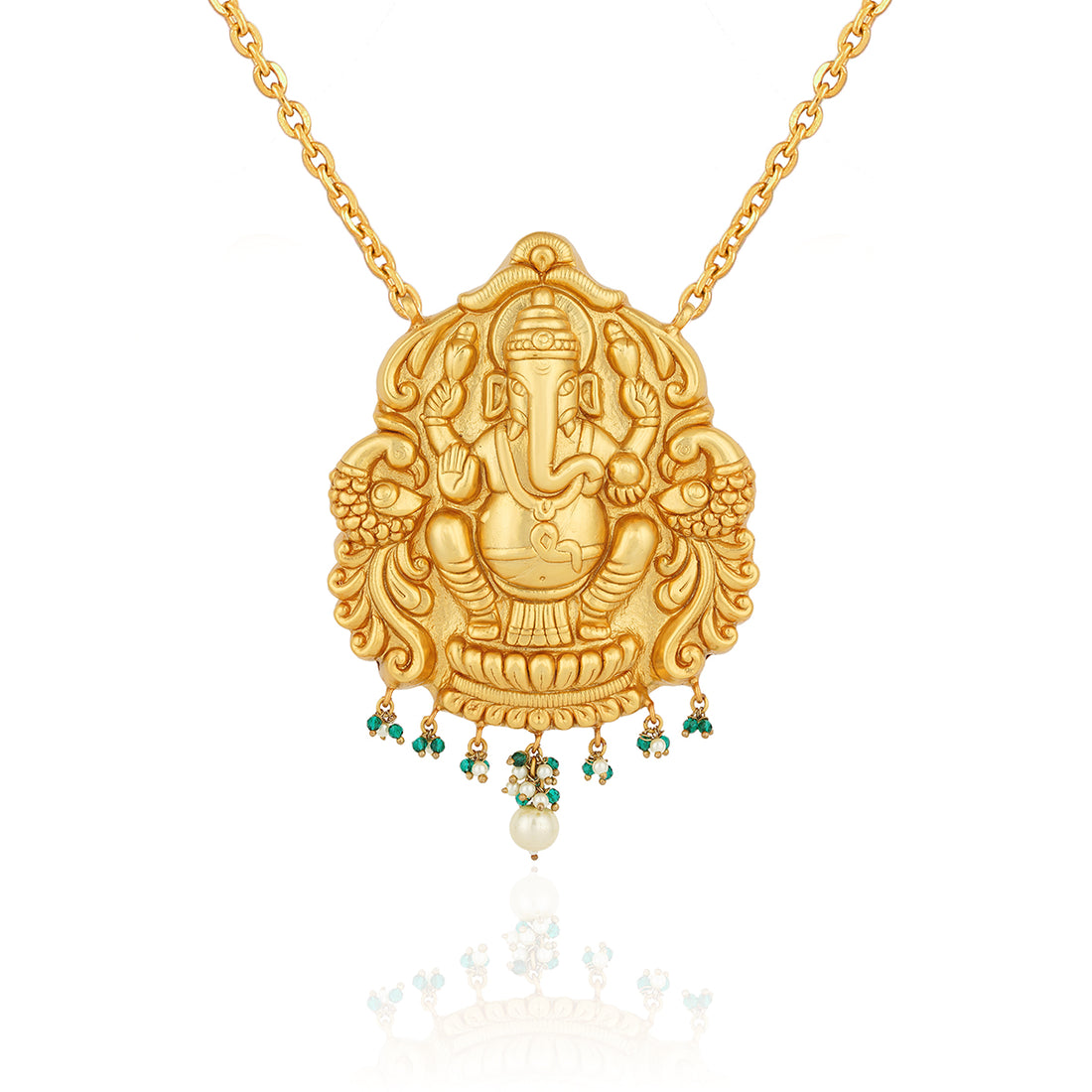 925 Sterling Silver Royal Nakshi Ganesha Chain Pendant for Women