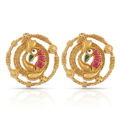 925 Sterling Silver Royal Peacock Motif Round earring for Women