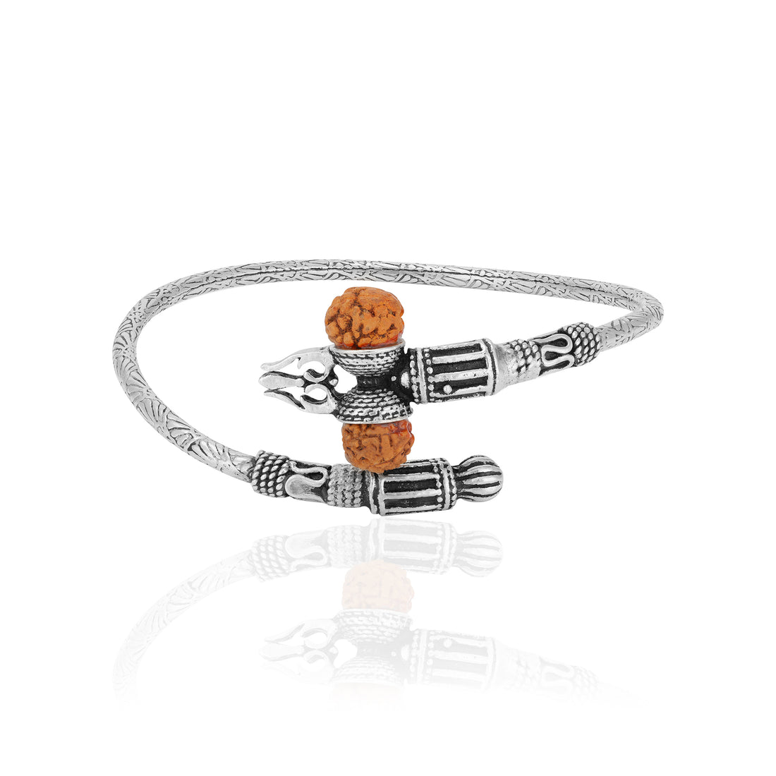 925 Sterling Silver Rudraksha Shivan Trishul Oxidised Bracelet for Men
