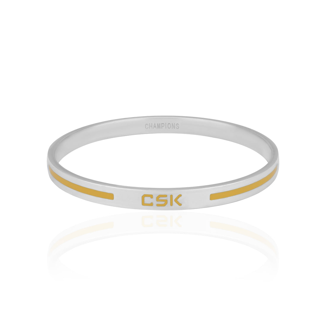 925 Sterling Silver Run Yellow CSK Strip Rhodium Plated Kada for Men
