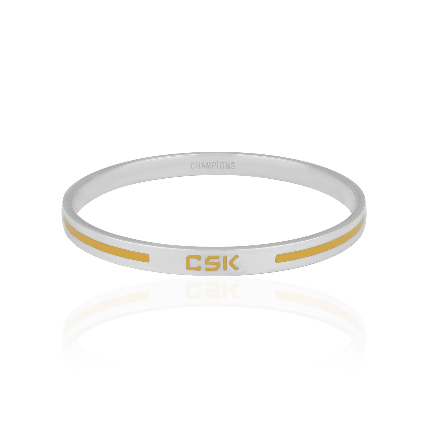 925 Sterling Silver Run Yellow CSK Strip Rhodium Plated Kada for Men