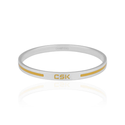 925 Sterling Silver Run Yellow CSK Strip Rhodium Plated Kada for Men