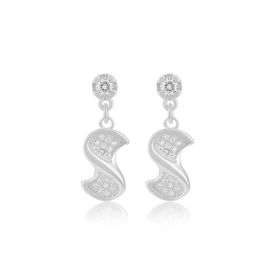 925 Sterling Silver S shaped Circular Dangler Earrings For Women