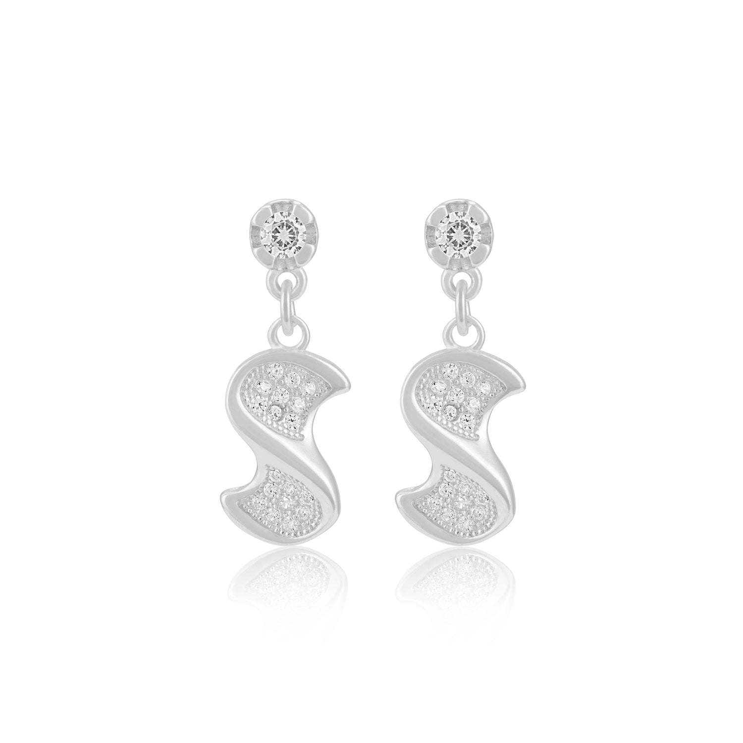 925 Sterling Silver S shaped Circular Dangler Earrings For Women
