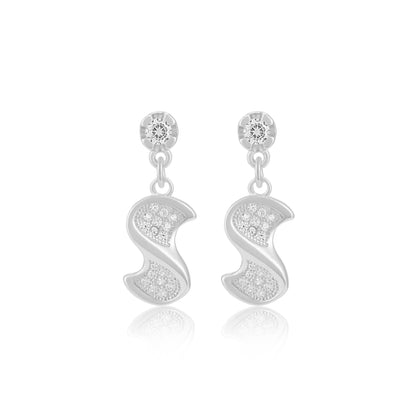 925 Sterling Silver S shaped Circular Dangler Earrings For Women