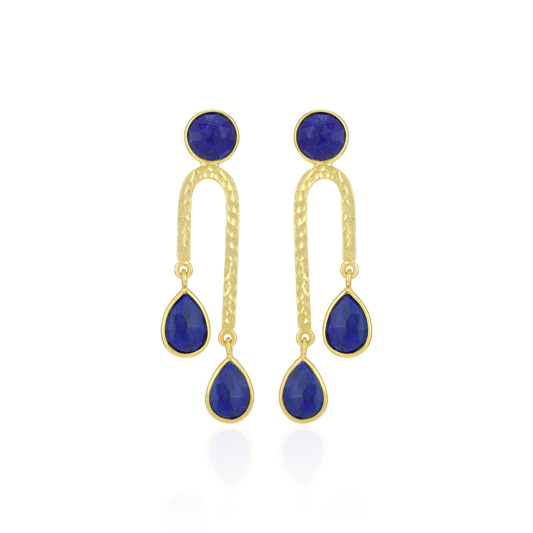 925 Sterling Silver Sculpted Blue Teardrop Earrings for Women
