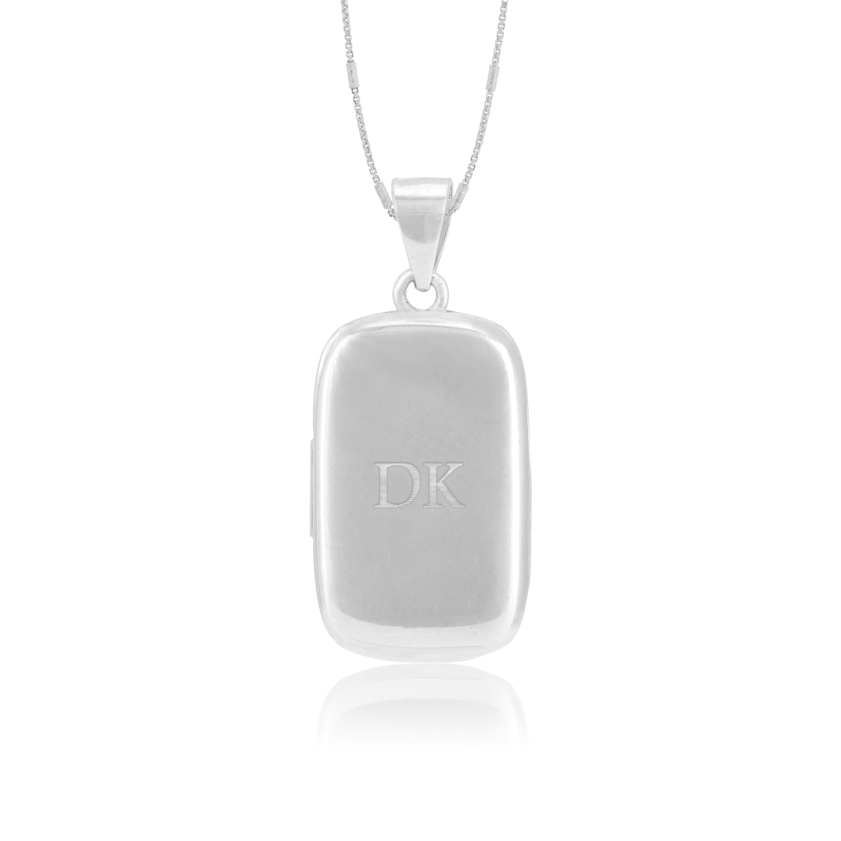 925 Sterling Silver Secret Slate Engravable Rhodium Plated Pendant