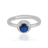 925 Sterling Silver September Month Circle Blue Sapphire Birthstone Ring For Women