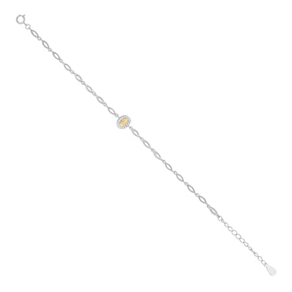 925 Sterling Silver September Month Oval Citrine Birthstone Bracelet For Women