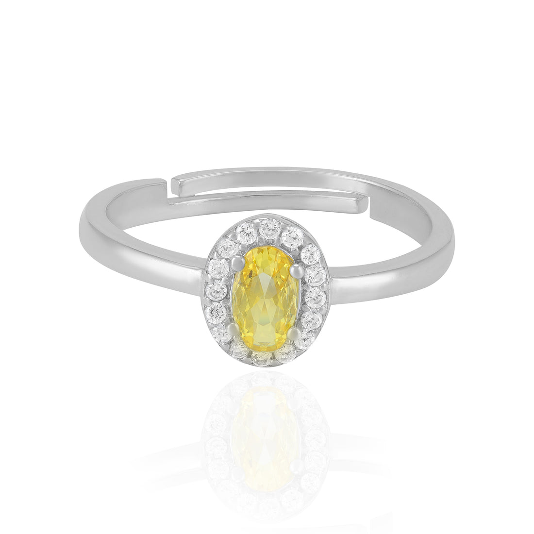 925 Sterling Silver September Month Oval Citrine Birthstone Ring For Women