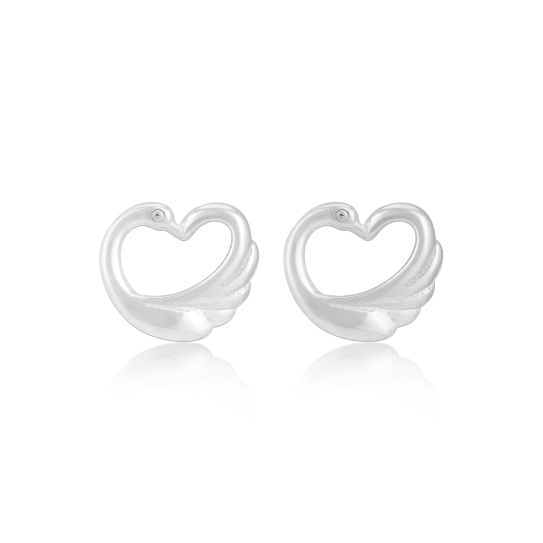 925 Sterling Silver Serene Swan Rhodium Plated Earrings for women