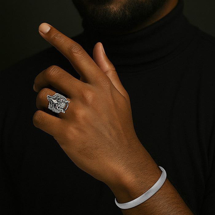 925 Sterling Silver Serpent Wave Kada for Men