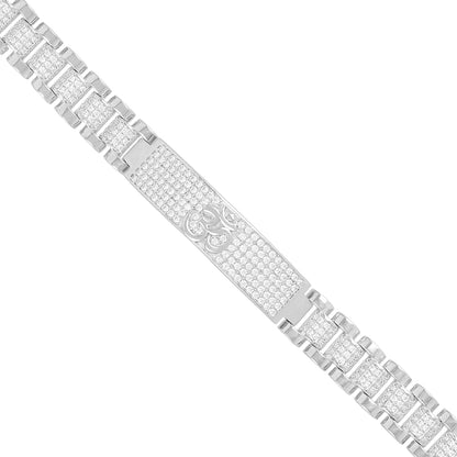 925 Sterling Silver Shanti Shine OM Symbol Rhodium Plated Bracelet for Men