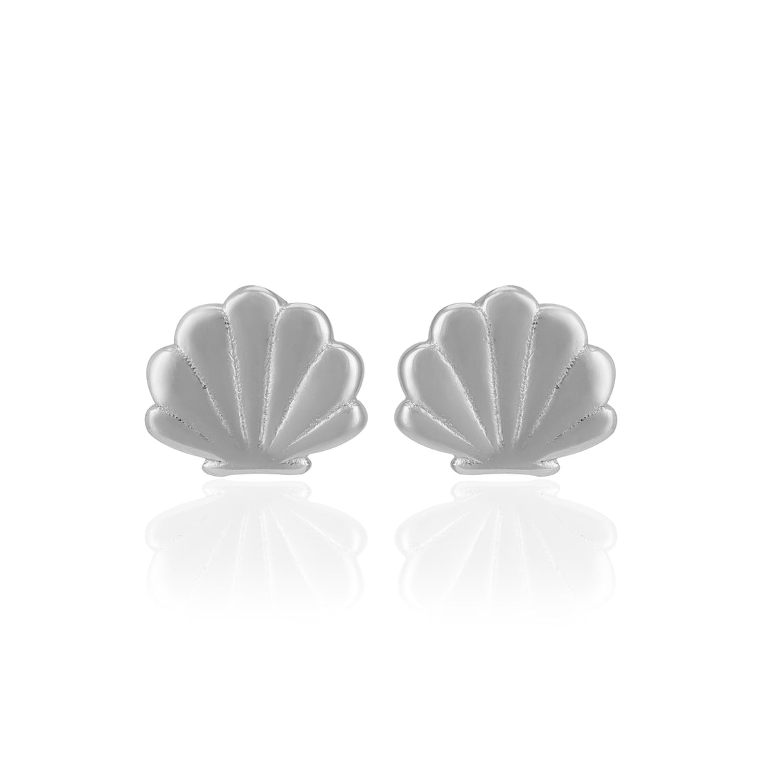 925 Sterling Silver Shell Muse Beachy Rhodium Plated Stud For Women