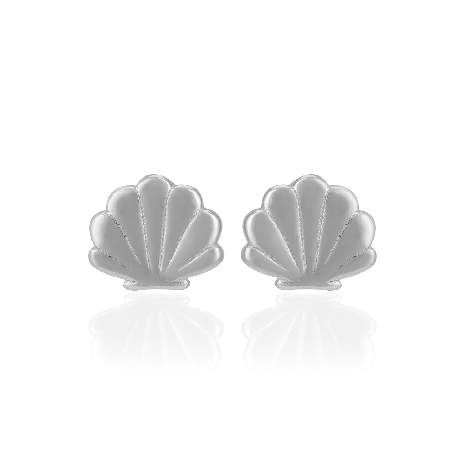 925 Sterling Silver Shell Muse Beachy Rhodium Plated Stud For Women